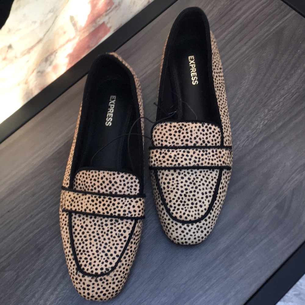 New Genuine Calf Hair Spotted Square Toe Loafers - Picture 1 of 4